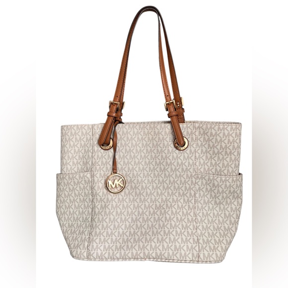 Michael Kors. Signature Logo Tote Bag. Color White-Cream. - Picture 4 of 16
